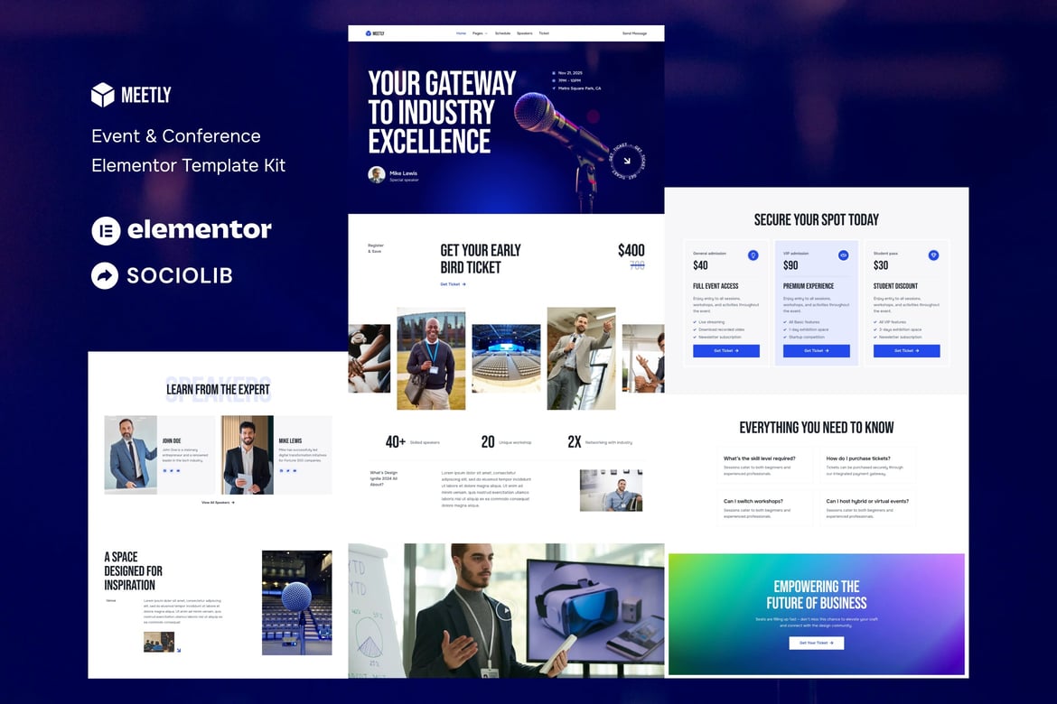 Download Meetly - Event & Conference Elementor Template Kit