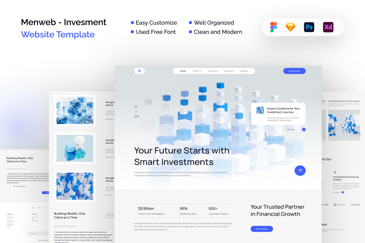 Download Menweb - Invesment Website Template Figma Design