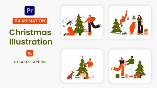 Download Merry Christmas & New Year Illustration scene After Effect Template