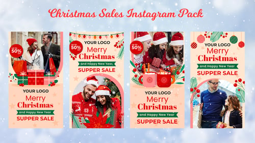 Download Merry Christmas Sales Instagram Story Pack 3 After Effect Template