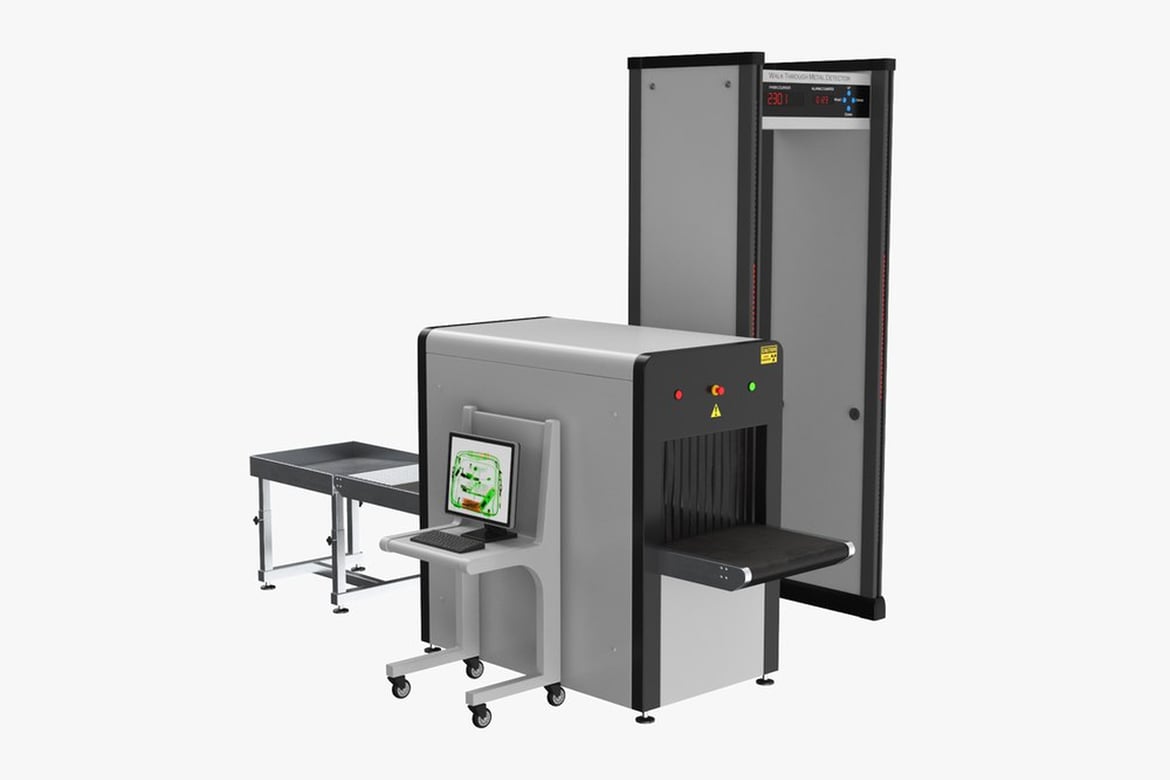 Download Metal Detector with Display and Conveyor Belt System 3D Model