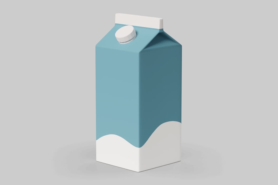 Download Milk in a blue and white carton. 3D Model