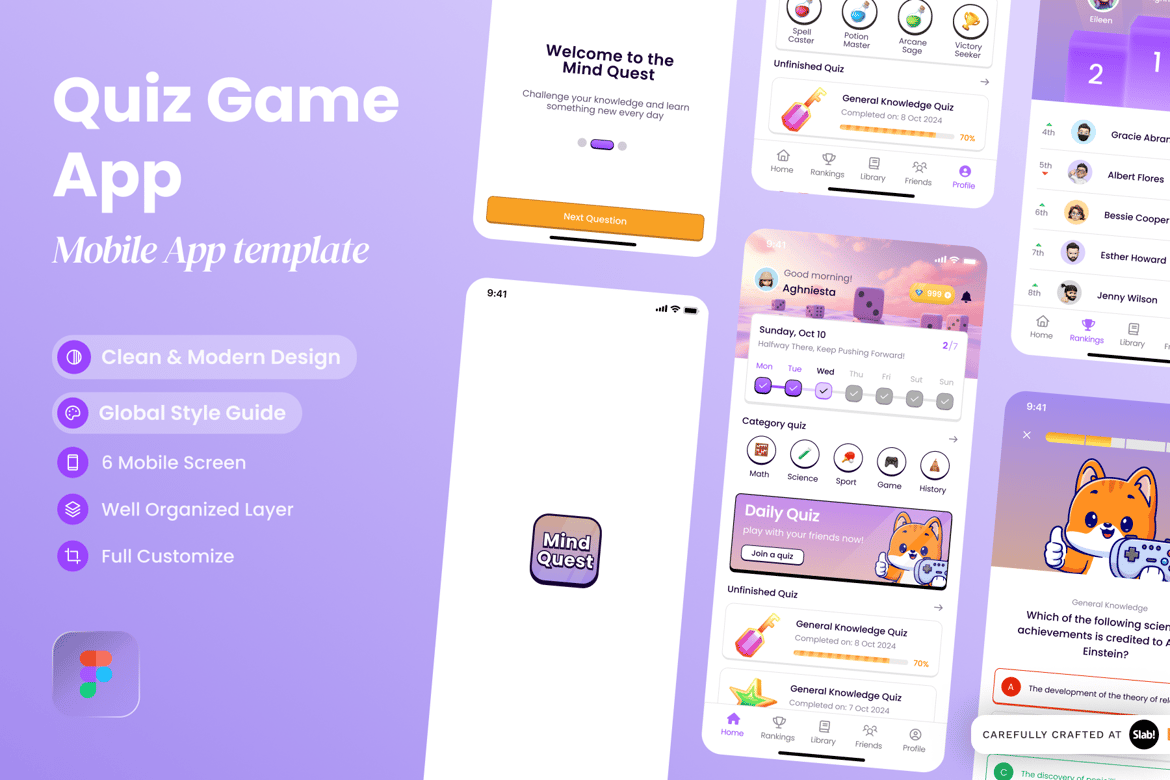 Download Mind Quest - Quiz Game App Figma Design