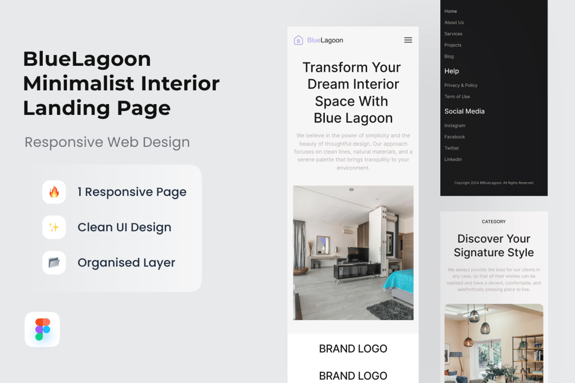 Download Minimalist Interior Responsive Landing Page Figma Design