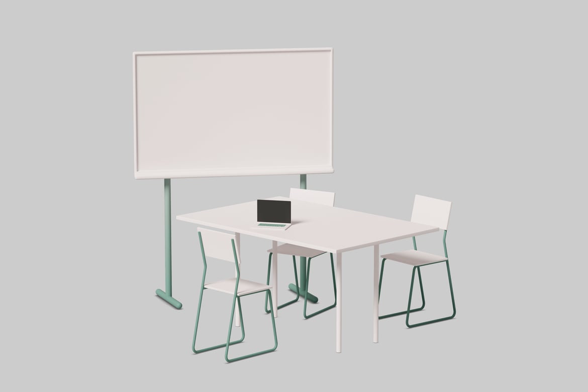 Download Minimalist office with a laptop and whiteboard 3D Model