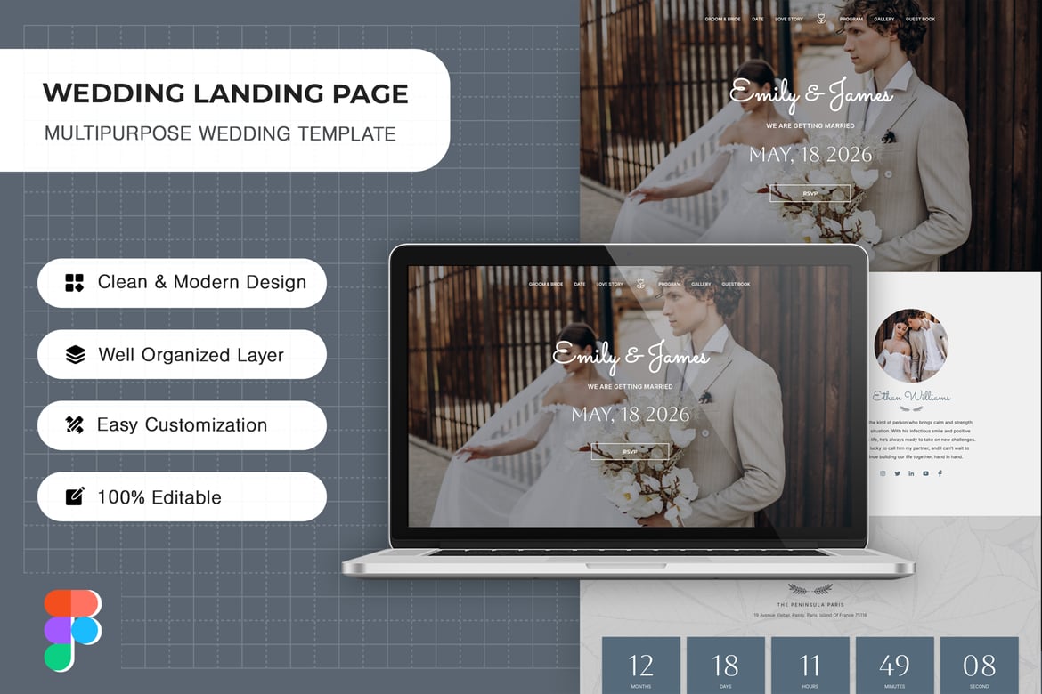 Download Minimalist Wedding Landing Page Figma Design