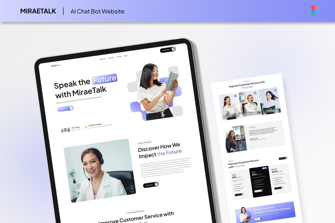 Download Miraetalk - AI Chat Bot Website Figma Webdesign Figma Design