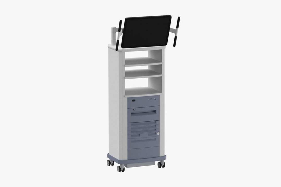 Download Mobile Cart with Integrated Display and Storage 3D Model