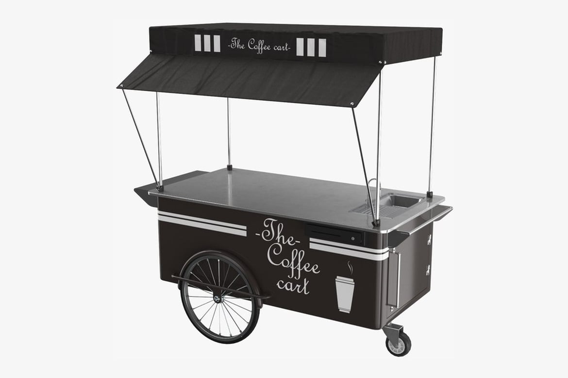 Download Mobile Coffee Cart with Canopy and Signage 3D Model