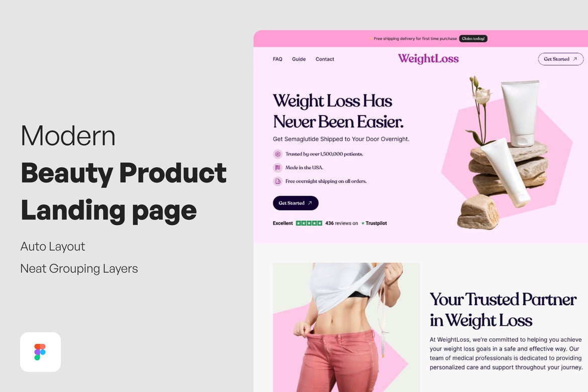 Download Modern Beauty Product Landing page Figma Design