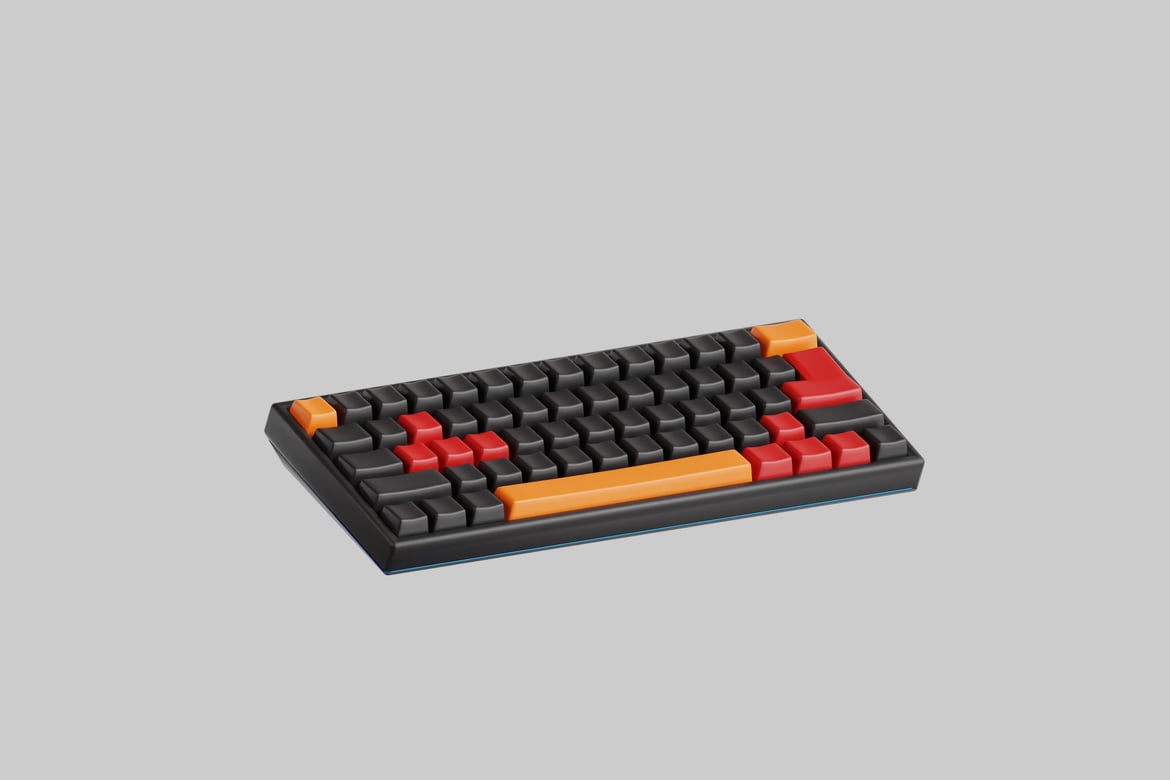 Download Modern black keyboard with orange accents 3D Model