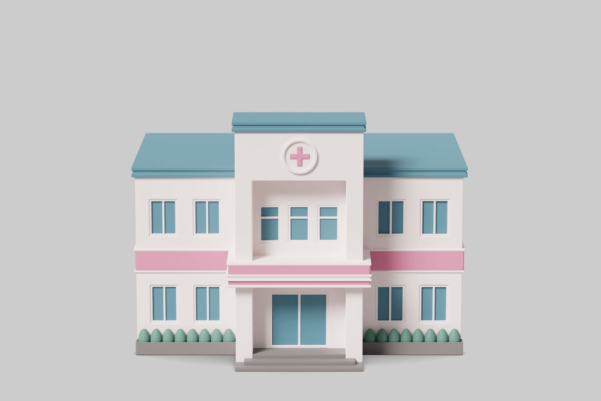 Download Modern building with blue and pink accents 3D Model