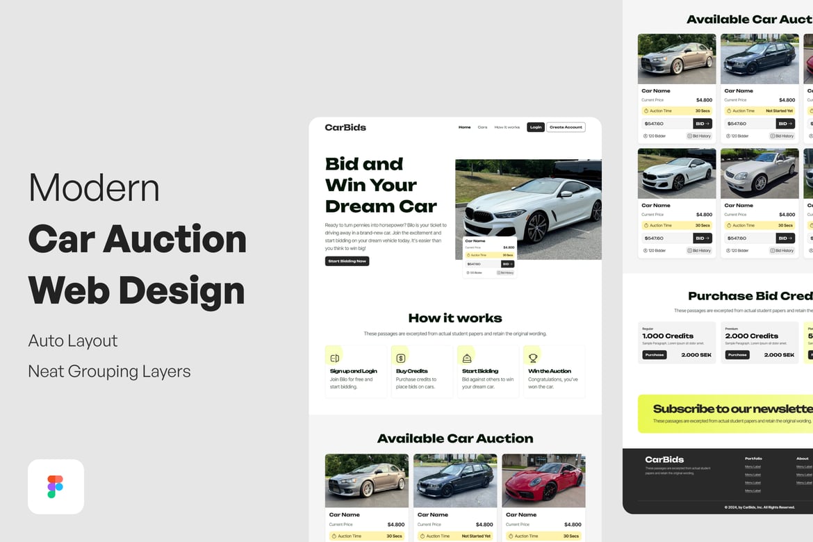 Download Modern Car Auction  Web Design Figma Design