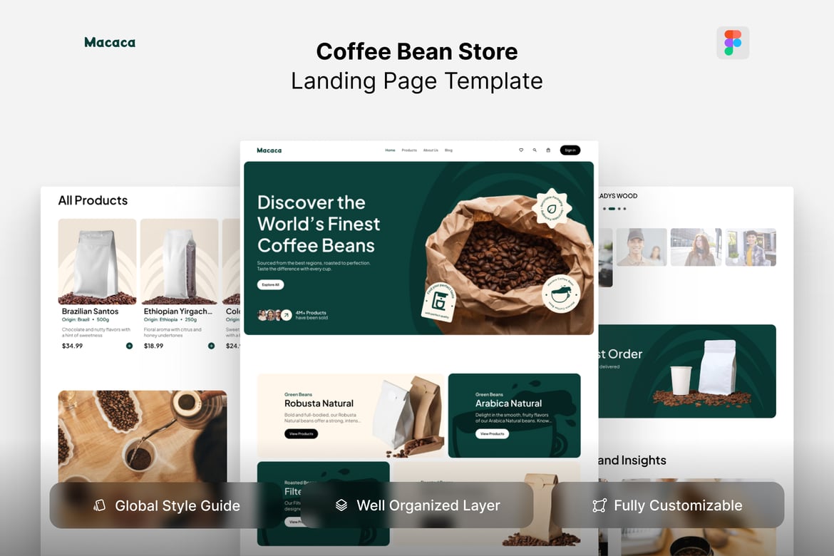 Download Modern Coffee Bean Store Website Design Figma Design