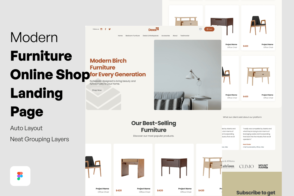 Download Modern Furniture Online Shop Landing Page Figma Design