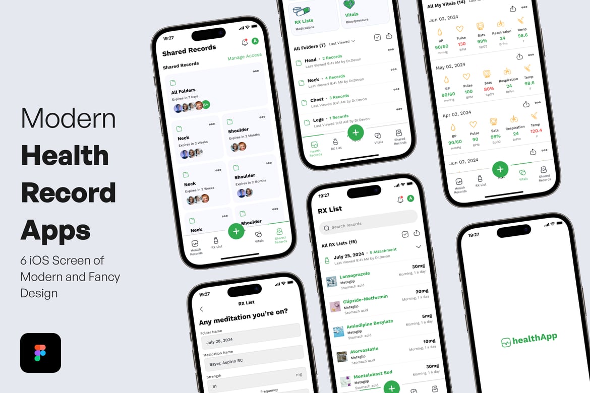 Download Modern Health  Record Apps Figma Design
