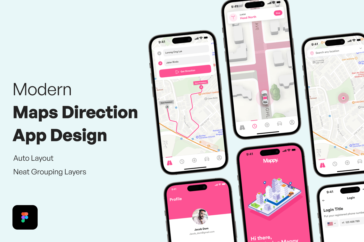 Download Modern Maps Direction App Design Figma Design