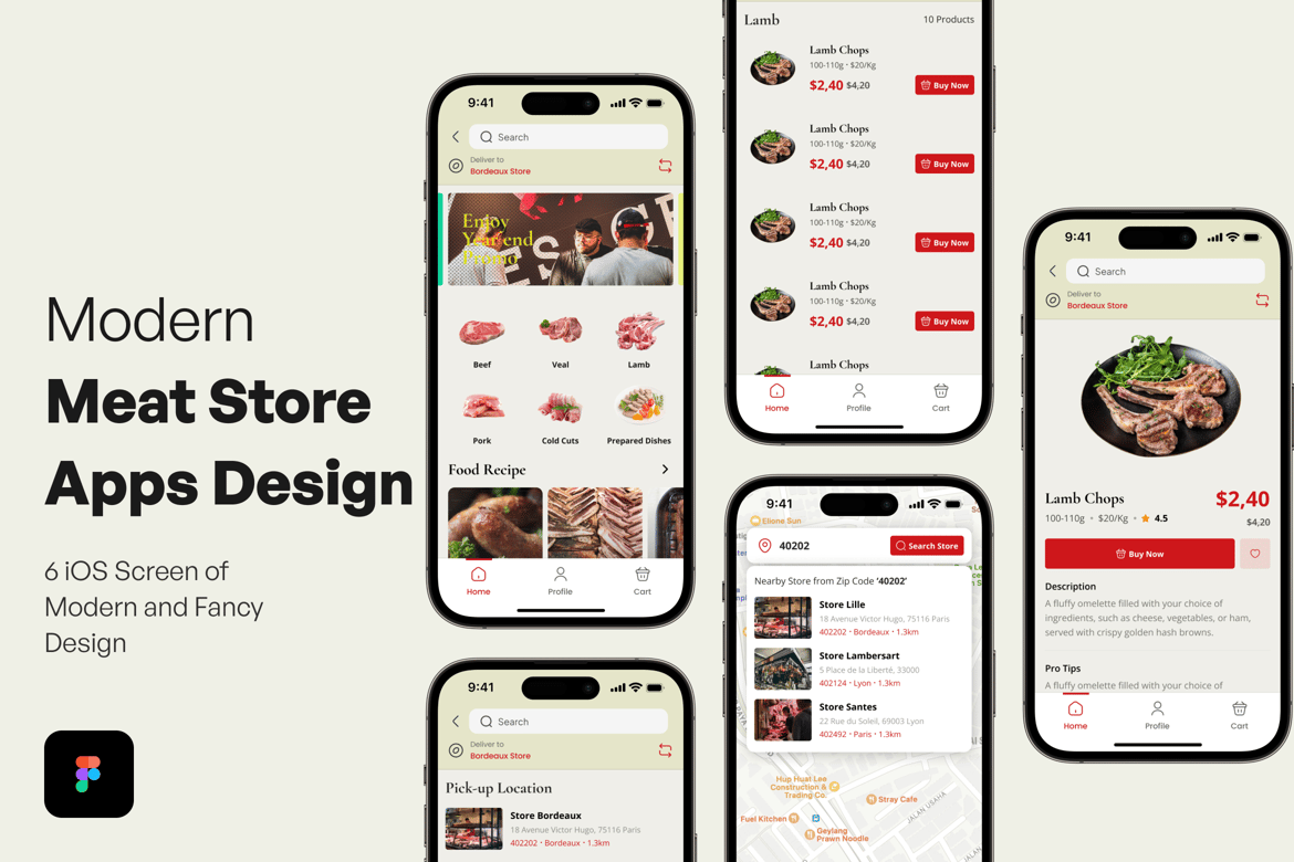 Download Modern Meat Store Apps Design Figma Design