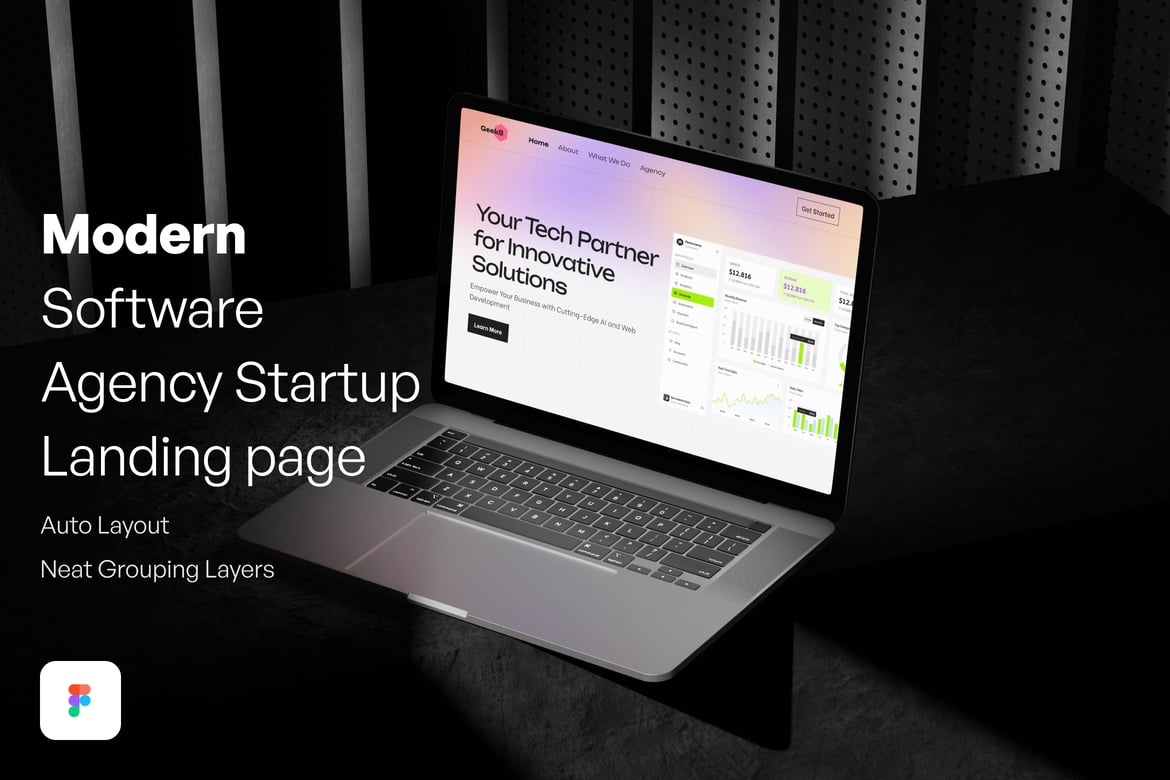 Download Modern Software Agency Startup  Landing page Figma Design