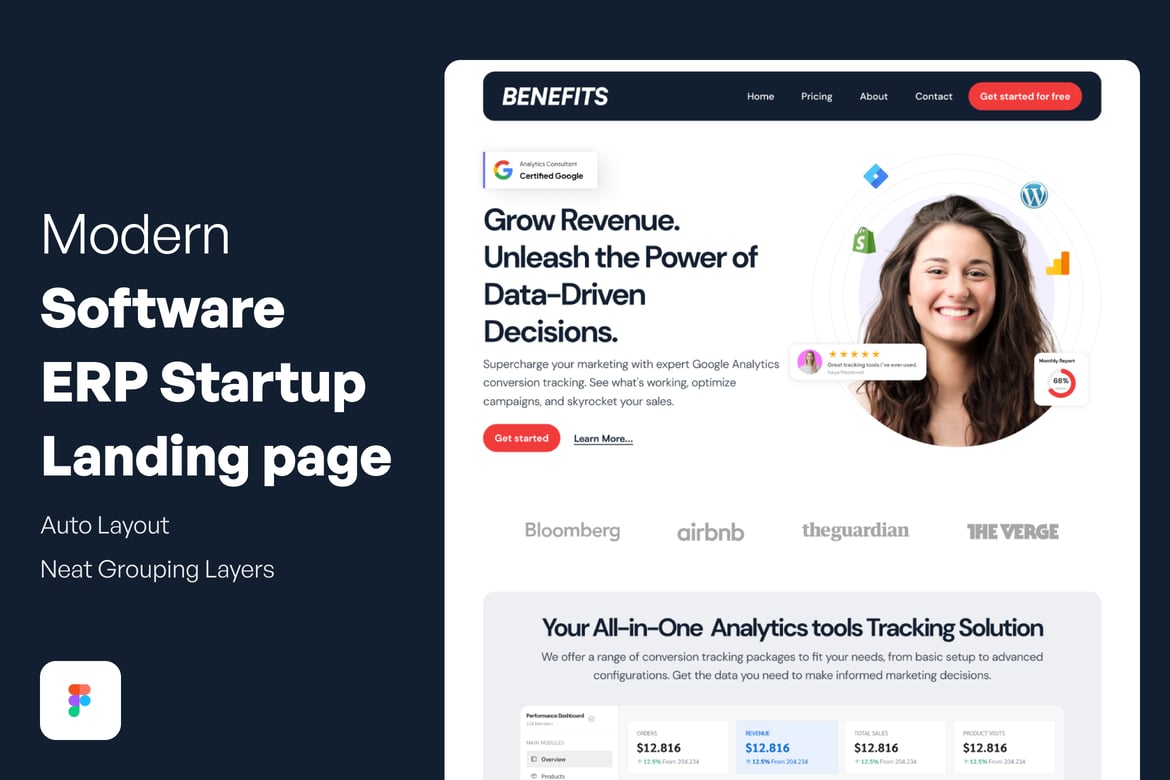 Download Modern Software ERP Startup  Landing page Figma Design