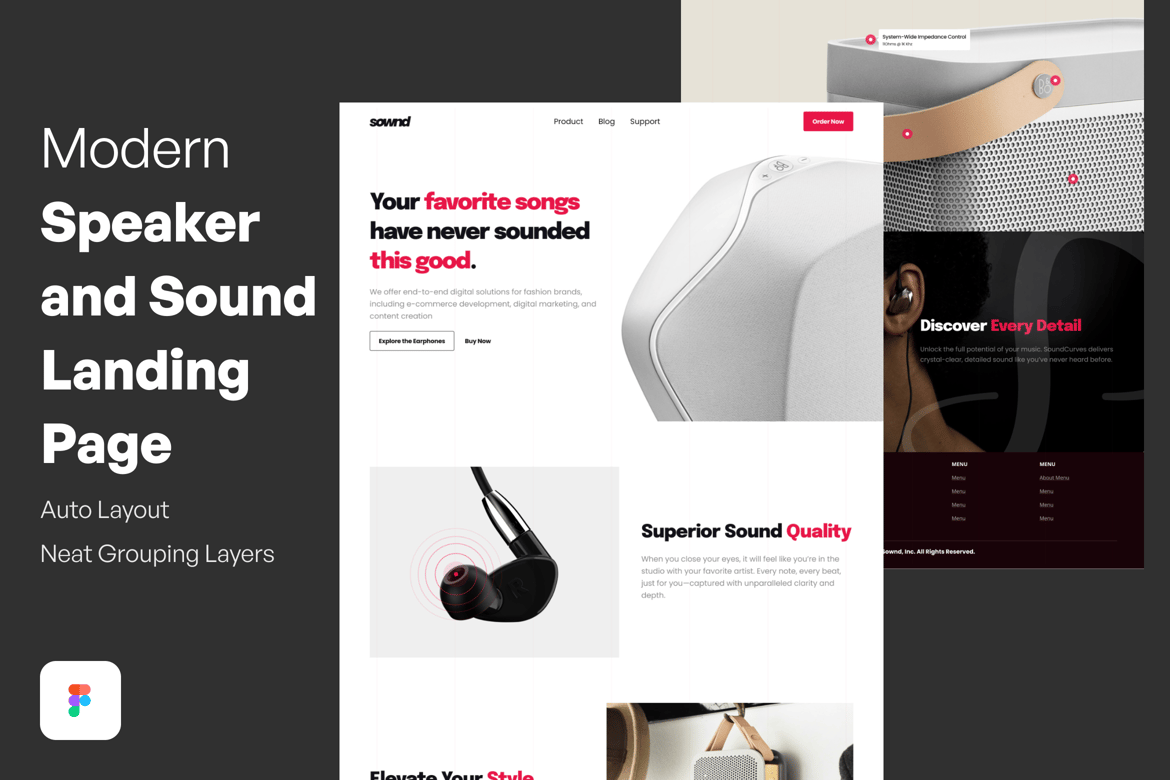 Download Modern Speaker and Sound Landing Page Figma Design