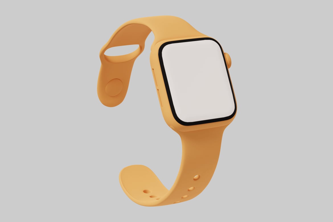 Download Modern watch with yellow strap 3D Model