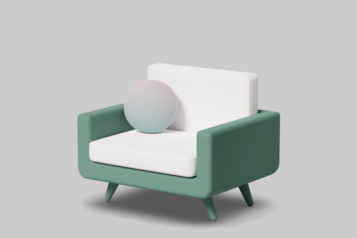 Download Modern white chair with green frame. 3D Model