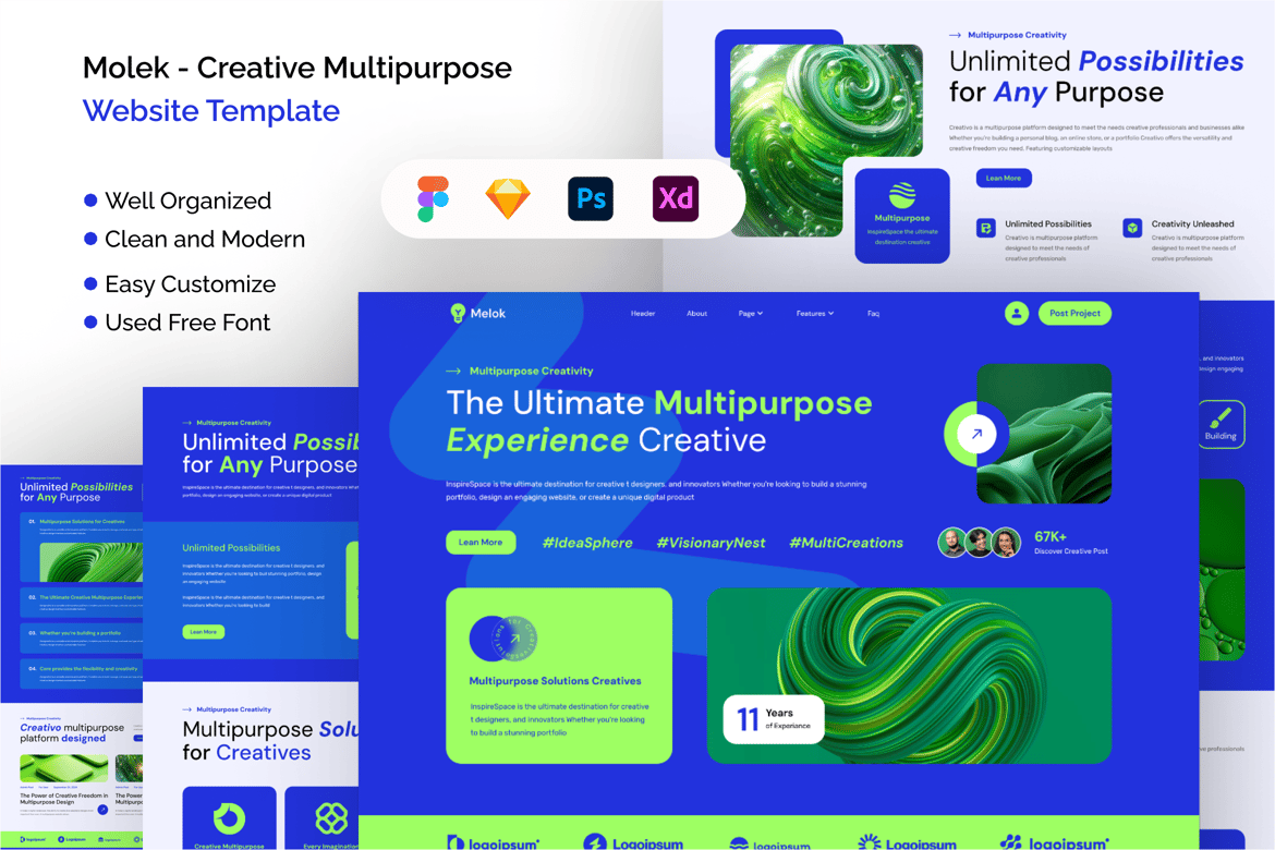 Download Molek - Creative Multipurpose Website Template Figma Design