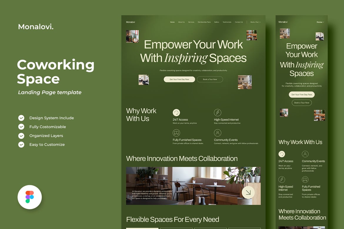 Download Monalovi - Coworking Space Figma Design