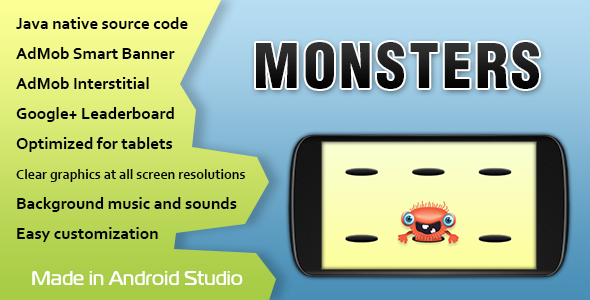 Download Monsters Game with AdMob and Leaderboard Android Game