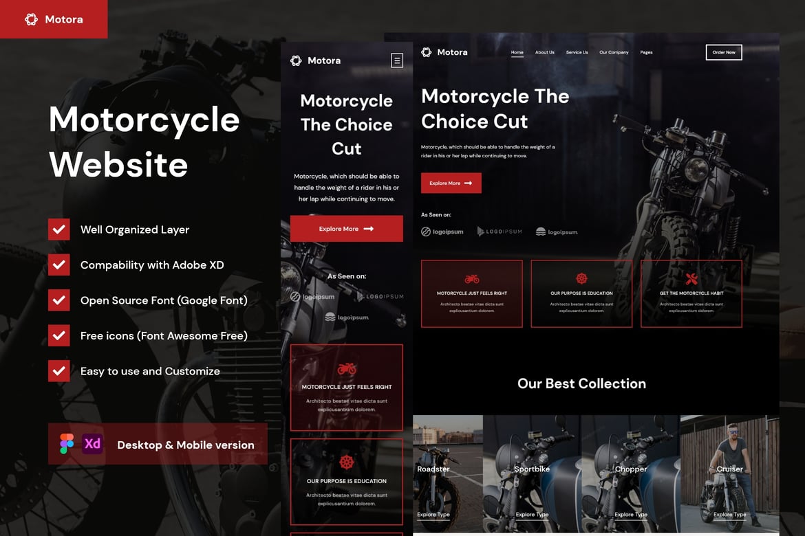 Download Motorcycle Automotive Landing Page Figma Design