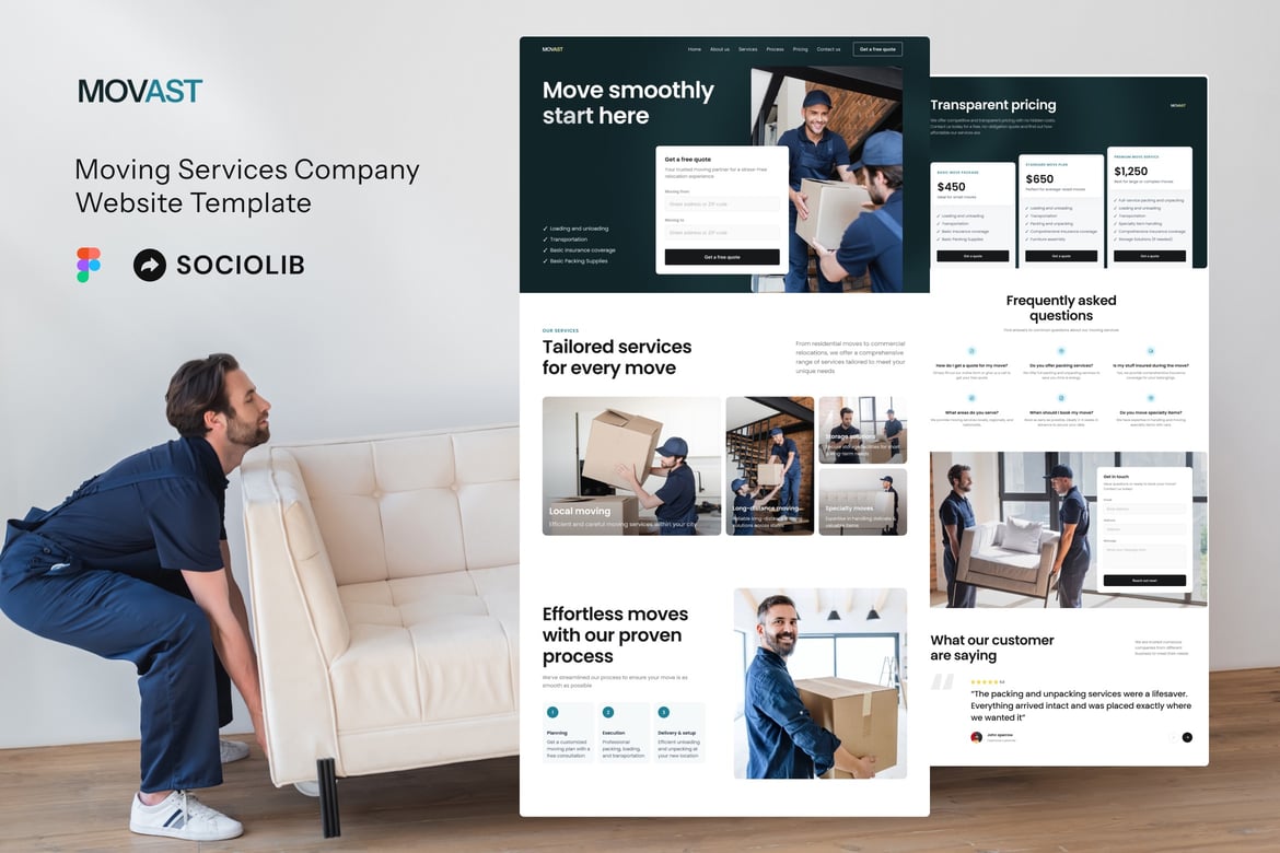 Download Movast - Moving Services Website Template Figma Design