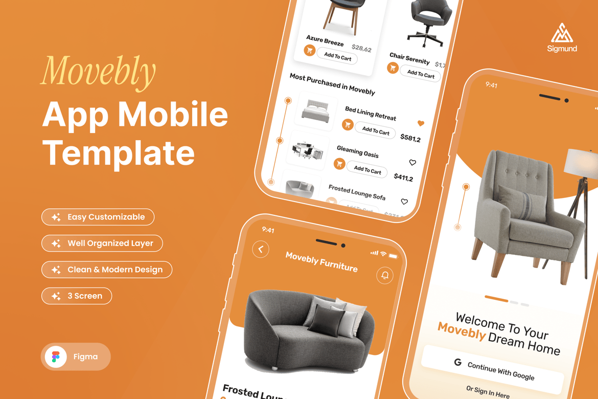 Download Movebly - Furniture App Mobile UI Kits Figma Design