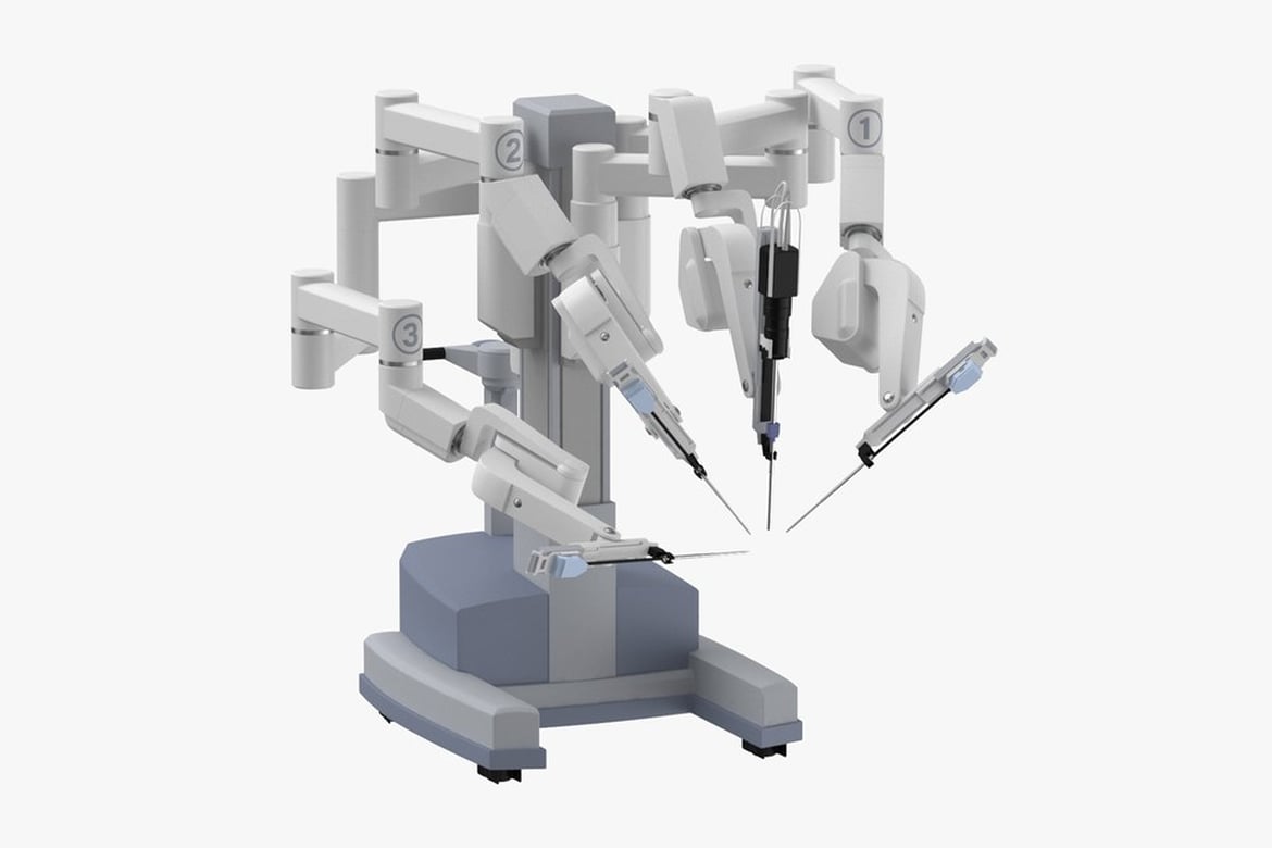 Download Multi-Armed Surgical Robotic System with Numbered Appendages 3D Model