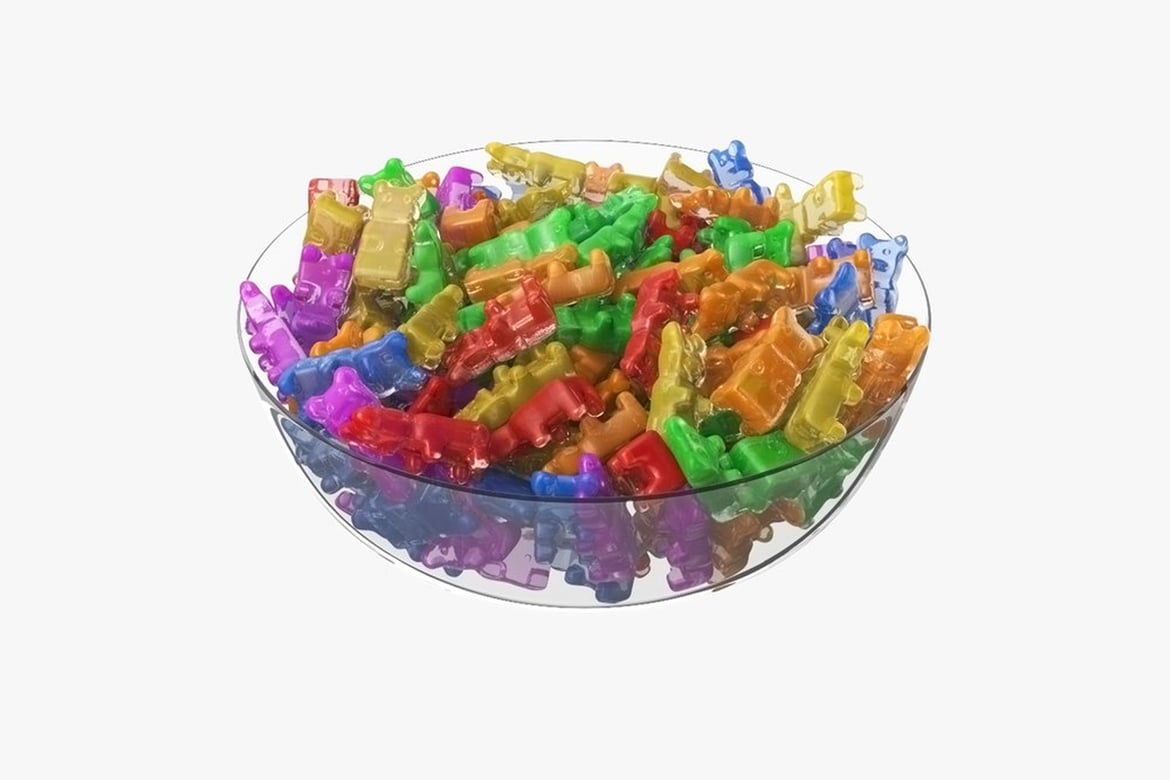 Download Multicolored Candies in a Transparent Bowl 3D Model