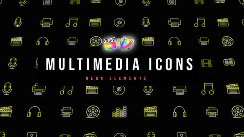 Download Multimedia Neon Icons Apple Motion Template