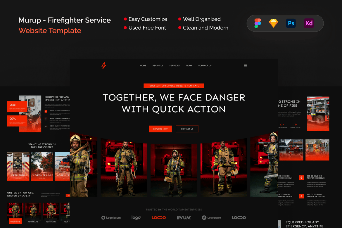 Download Murup - Firefighter Service Website Template Figma Design