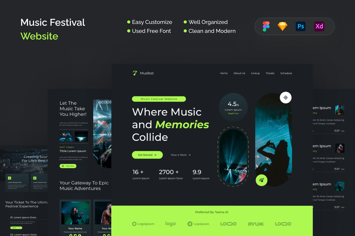 Download Musfest - Music Festival Website Template Figma Design