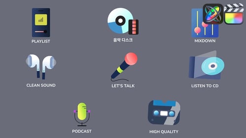 Download Music And Podcast Icons And Titles for FCPX Apple Motion Template