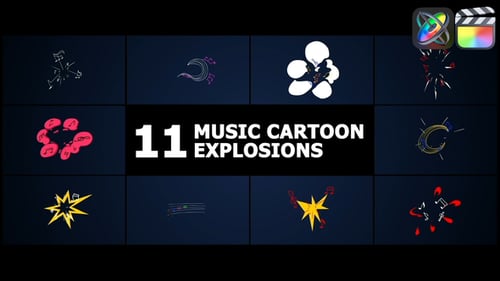 Download Music Cartoon Explosions | FCPX Apple Motion Template