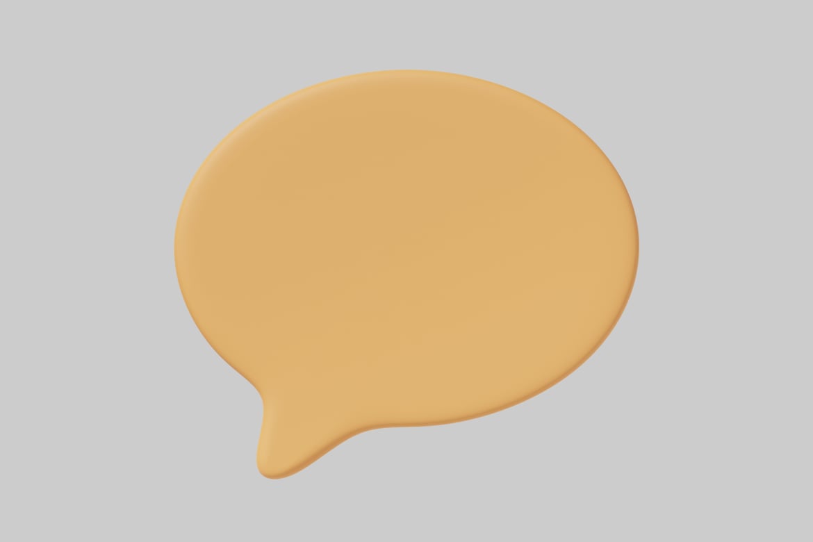 Download Mustard yellow speech bubble with rounded edges and a teardrop shape. 3D Model