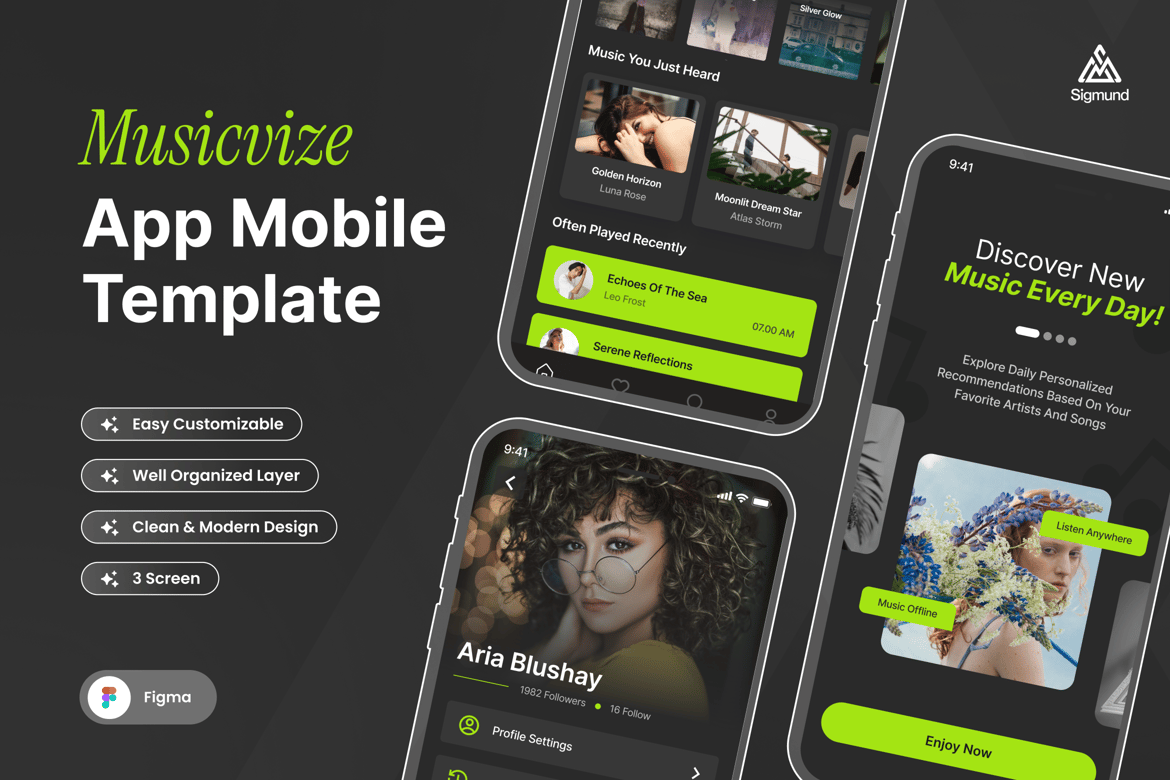 Download Muzicvise - Music Streaming App Mobile UI Kits Figma Design