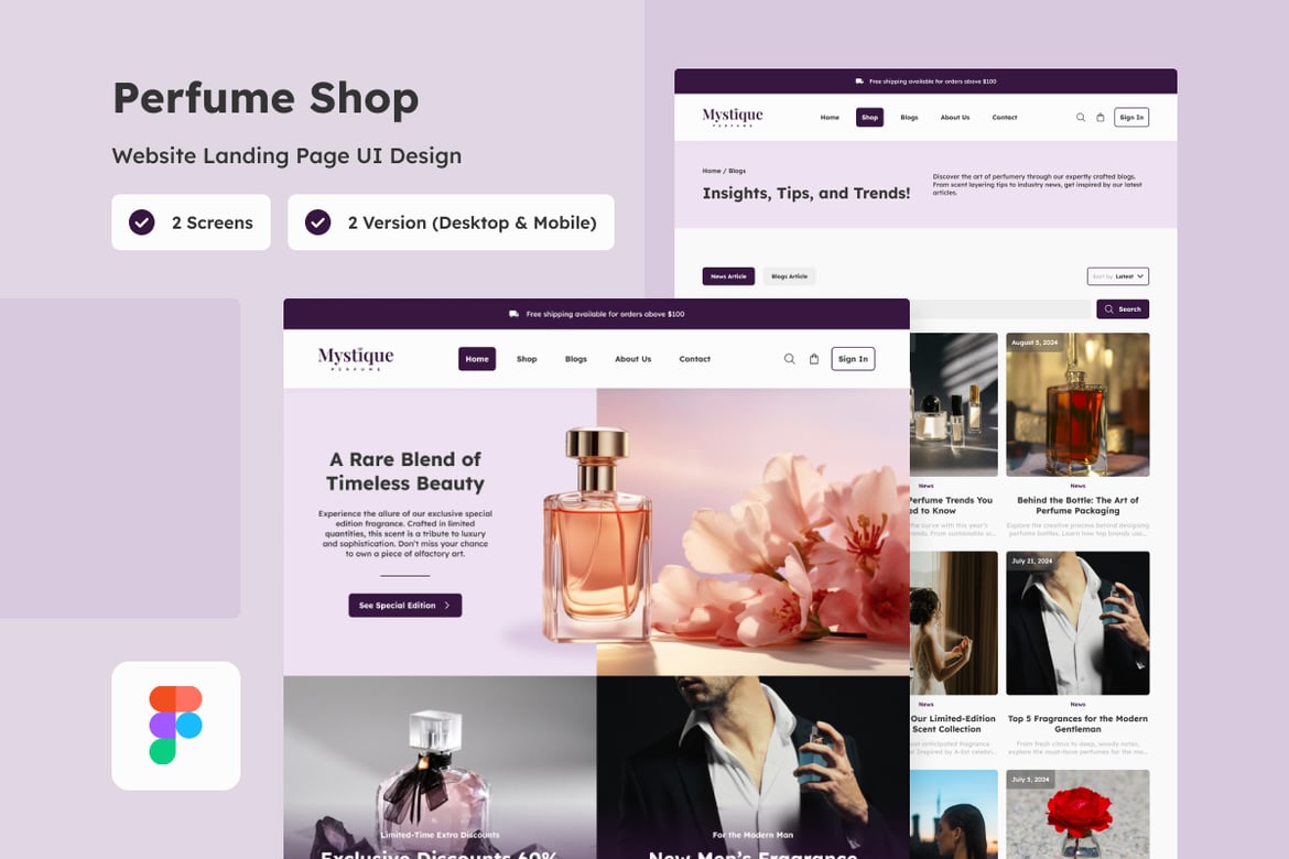 Download Mystique - Perfume Shop Landing Page Figma Design