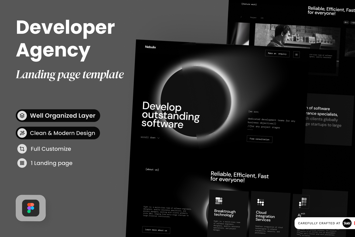 Download Nebulix - Design & Developer Agency Landing Page Figma Design