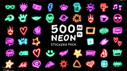 Download Neon Stickers Pack After Effect Template