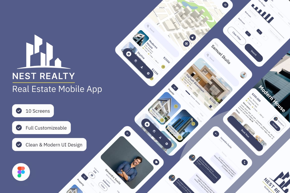 Download Nest Realty - Real Estate Mobile App Figma Design