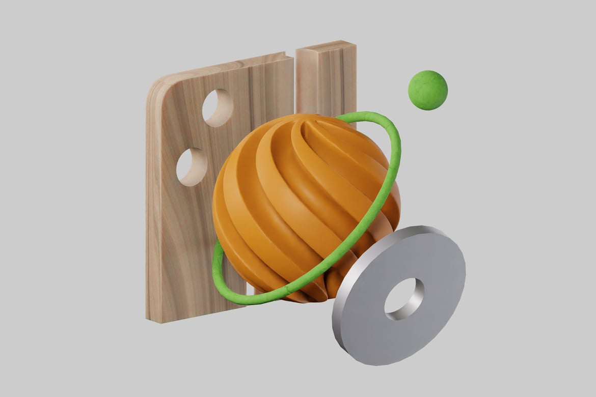 Download Nested Artistic Sphere in Versatile Wooden Element 3D Model