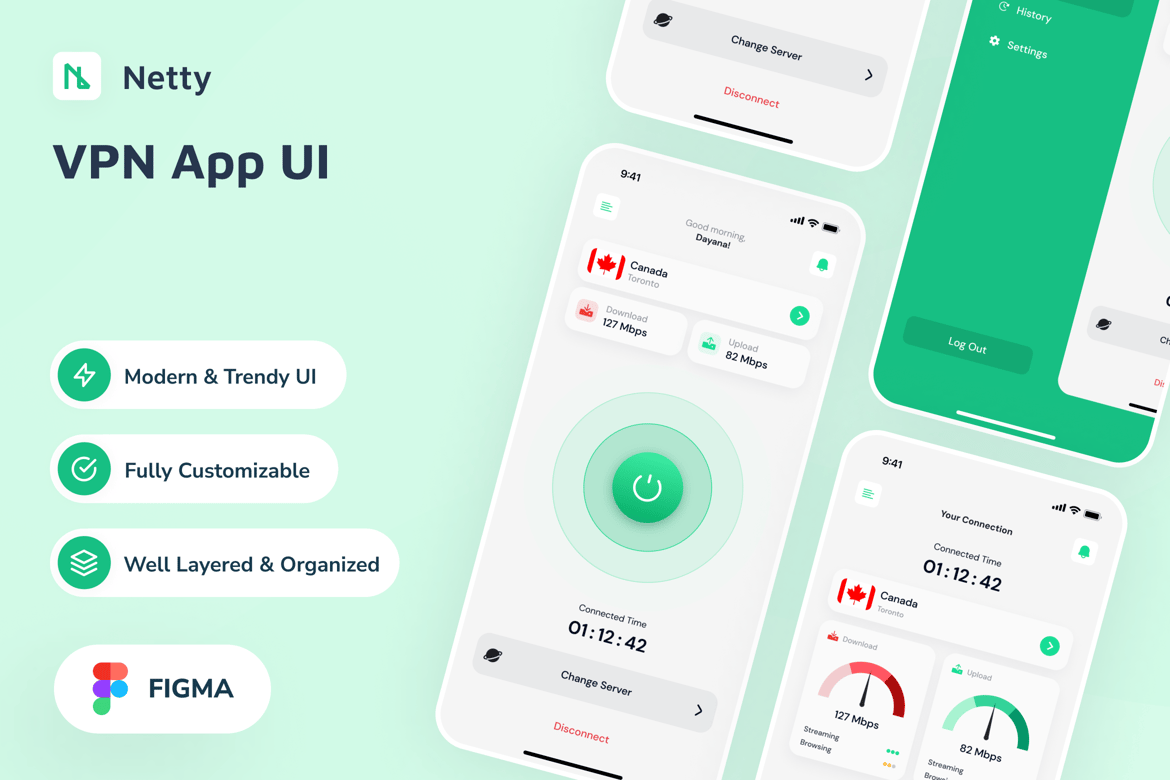 Download Netty - VPN App UI Figma Design