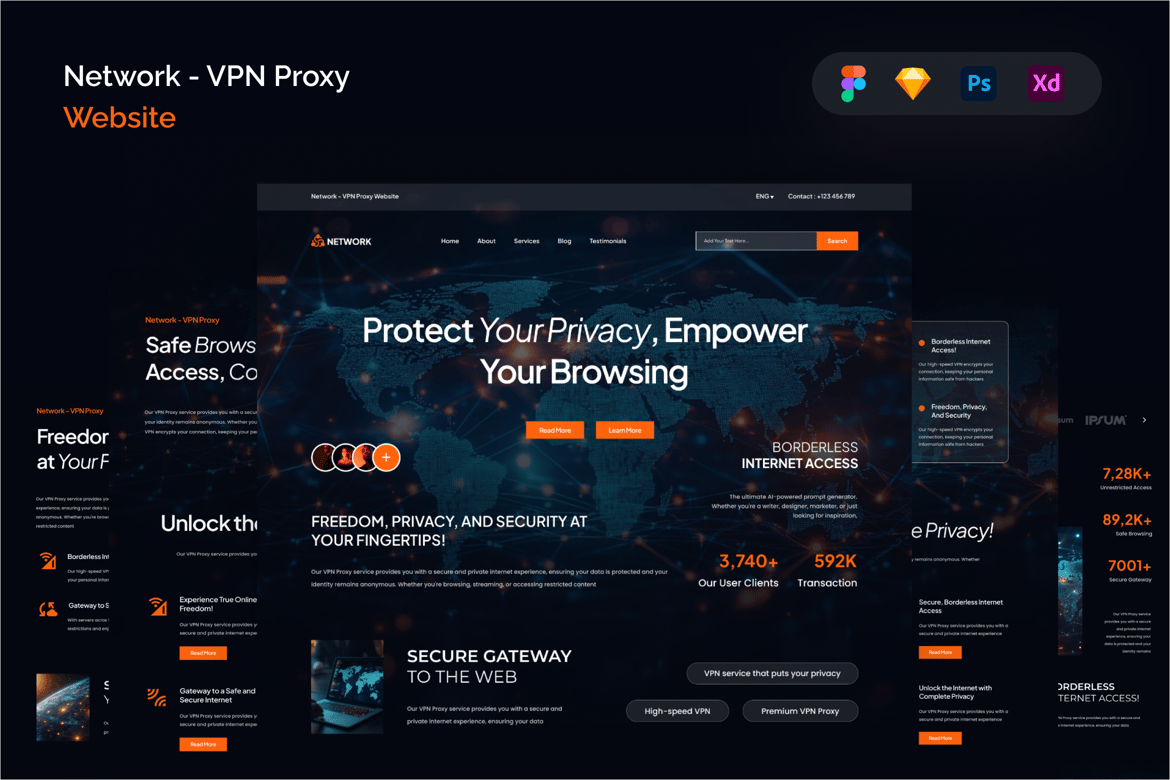 Download Network - VPN Proxy Website Figma Design