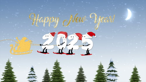 Download New Year Cartoon Skier 2025 | After Effects After Effect Template